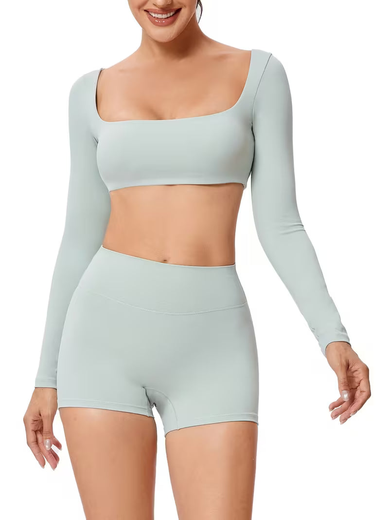 Women's 2-Piece Quick-Dry Long Sleeve Running &amp; Workout Set