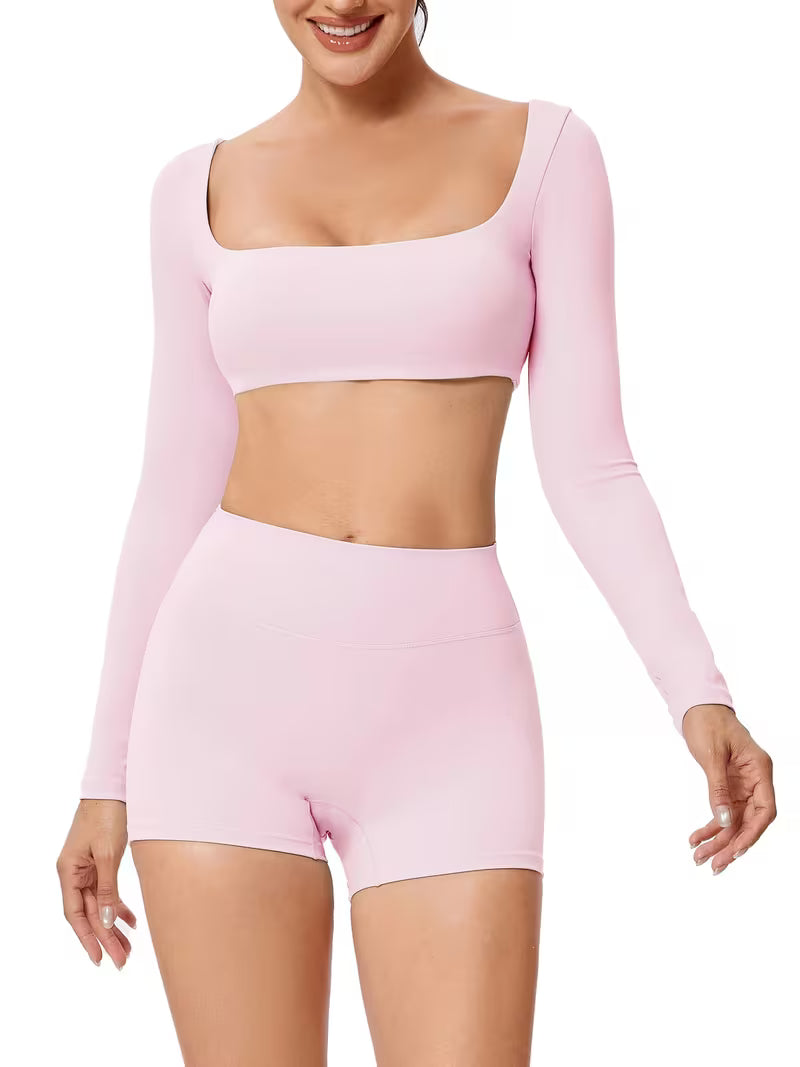 Women's 2-Piece Quick-Dry Long Sleeve Running &amp; Workout Set