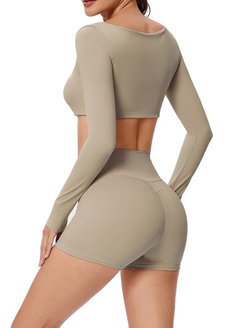 Women's 2-Piece Quick-Dry Long Sleeve Running &amp; Workout Set