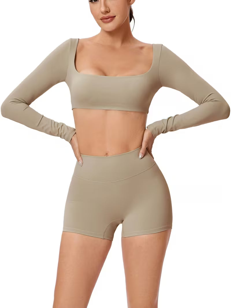 Women's 2-Piece Quick-Dry Long Sleeve Running &amp; Workout Set
